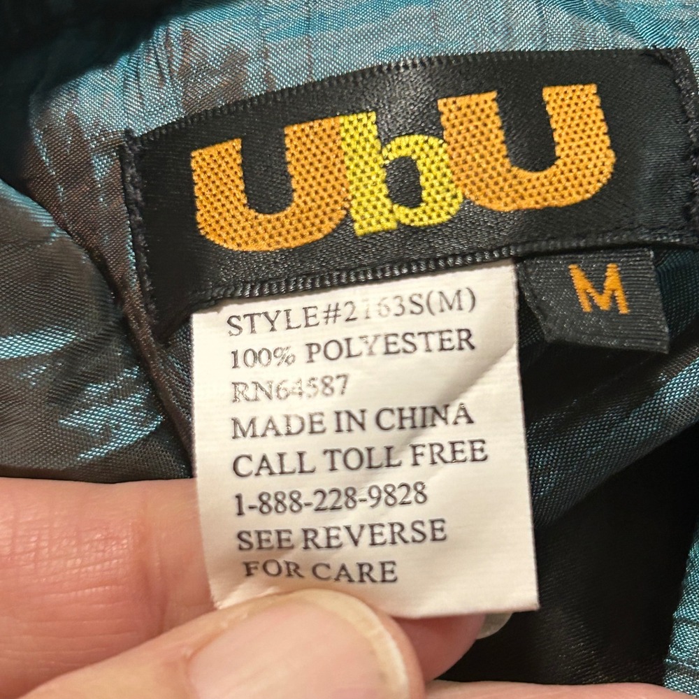 Ubu Women Teal Blue Textured Pleated Jacket‎ M Style 2163 Snap Front - Picture 8 of 9